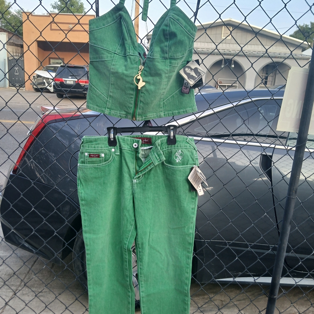 Baby Phat Women's Green Jeans Set